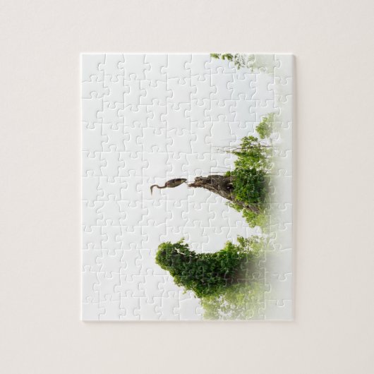 Blue Heron Bird Perched op een Tree Natuur Art Legpuzzel (Verticaal)