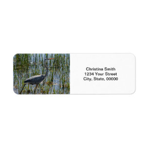Blue Heron Bird Photo Personaliseer retouradres Etiket