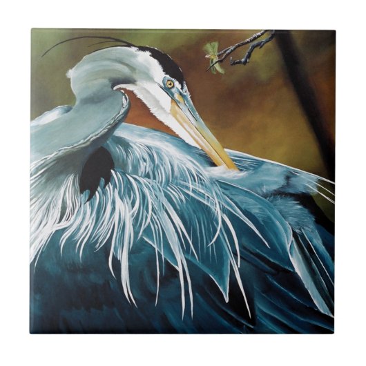 Blue Heron Bird Tegeltje (Voorkant)