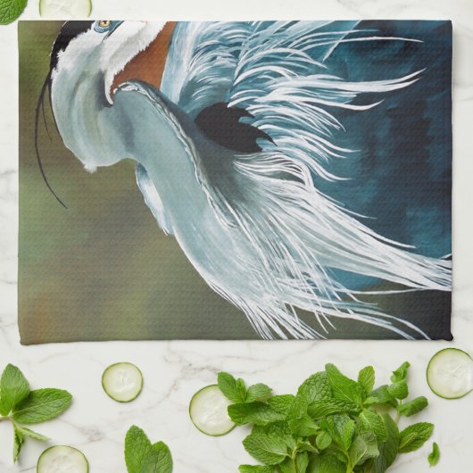 Blue Heron Bird Theedoek (Gevouwen)