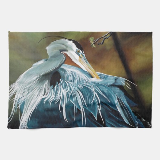 Blue Heron Bird Theedoek (Horizontaal)