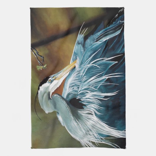 Blue Heron Bird Theedoek (Verticaal)