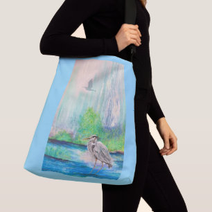 Blue Heron boodschappentas Crossbody Tas