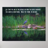 Blue Heron Buddha Mind Quote Inspirerend Poster (Voorkant)