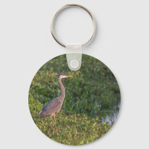 Blue Heron Button Sleutelhanger