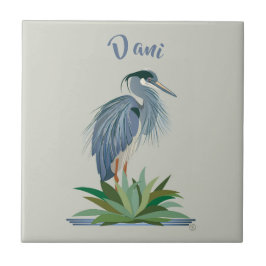 Blue Heron Ceramic Tile Tegeltje