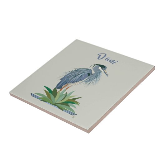 Blue Heron Ceramic Tile Tegeltje (Zijkant)