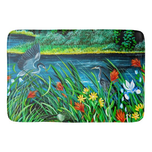Blue Heron Couple Bath Mat (Voorkant)