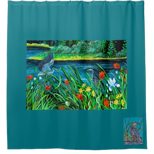 Blue Heron Couple Shower Curtain Douchegordijn (Voorkant)