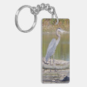 Blue Heron dubbelzijdig rechthoekige sleutelketen Sleutelhanger (Voorkant Links)