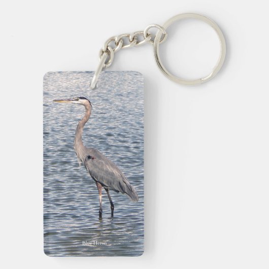 Blue Heron dubbelzijdig rechthoekige sleutelketen Sleutelhanger (achterkant)