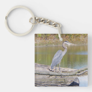 Blue Heron dubbelzijdige acrylsleutelketen Sleutelhanger