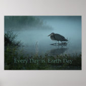 Blue Heron Earth Day Poster Print (Voorkant)