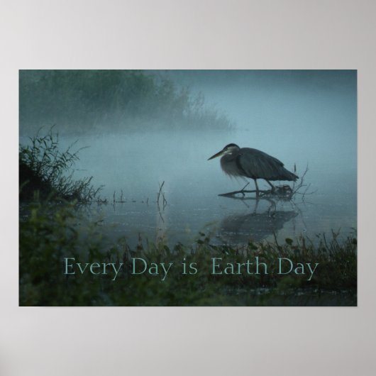 Blue Heron Earth Day Poster Print (Voorkant)