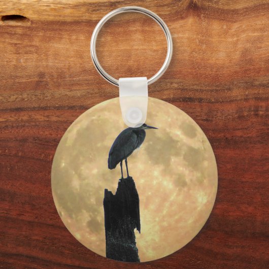 Blue Heron en Full Moon Sleutelhanger (Voorkant)