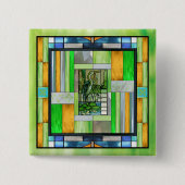 Blue Heron Glas in lood Button (Voorkant)