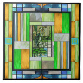 Blue Heron Glas in lood Tegeltje (Voorkant)