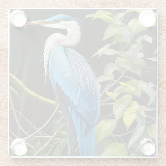 Blue Heron Glazen Onderzetter (Achterkant)