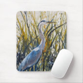 "Blue Heron in Tall Grass Waterverf" Muismat (Met muis)