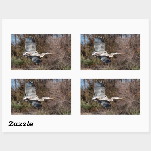 Blue Heron in vlucht Rechthoekige Sticker (Vel)