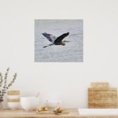 Blue Heron in vluchtafdruk Poster (Keuken)