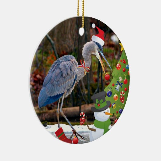 Blue Heron Kerstmis Keramisch Ornament (Rechts)