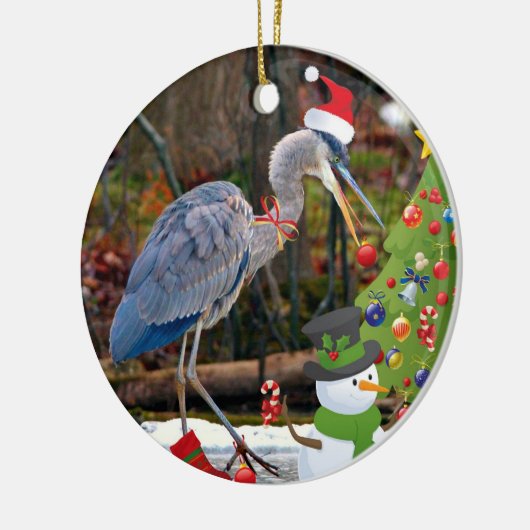 Blue Heron Kerstmis Keramisch Ornament (Links)