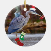 Blue Heron Kerstmis Keramisch Ornament (Achterkant)