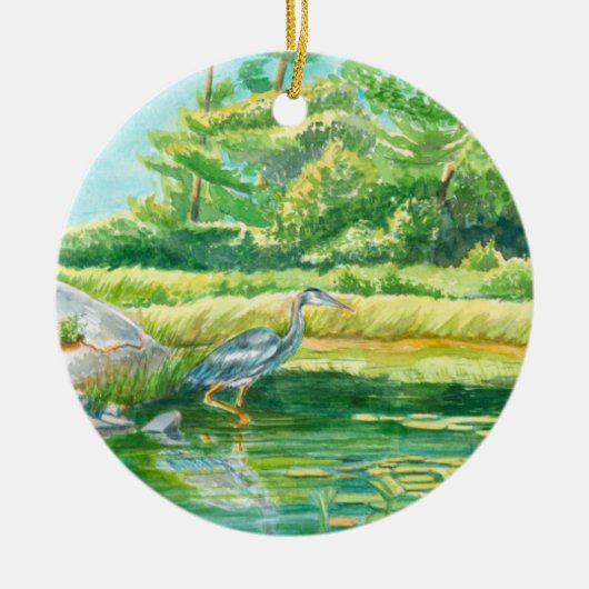 Blue Heron kerstversiering Keramisch Ornament (Voorkant)
