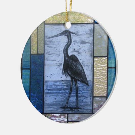 Blue Heron met Blues Keramisch Ornament (Links)