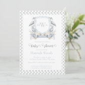 Blue Heron Monogram-Baby shower Kaart (Staand voorkant)