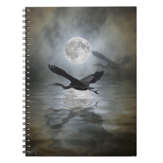 Blue Heron Moon Wild Animal Notitieboek (Voorkant)