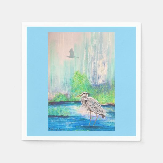 Blue Heron Napkin Servet (Voorkant)