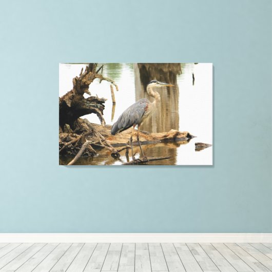 Blue Heron Natuur Canvas Afdruk (Insitu (Houten vloer))