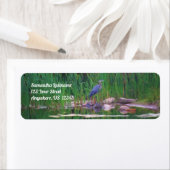 Blue Heron Natuur Painting Address Etiket (Insitu)