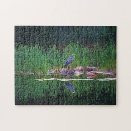 Blue Heron Natuur Photo Painting Legpuzzel (Horizontaal)