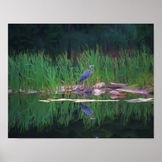 Blue Heron Natuur Photo Painting Poster (Voorkant)