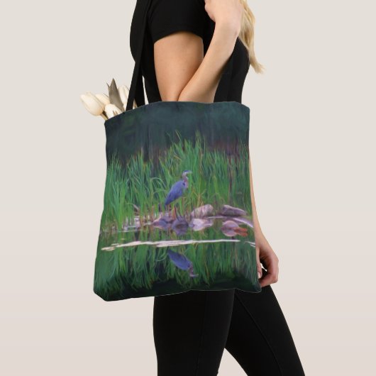 Blue Heron Natuur Photo Painting Tote Bag (Dichtbij)