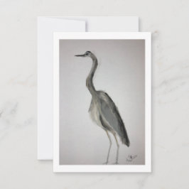 Blue Heron Note Kaart met envelop - Originele Kuns