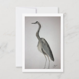 Blue Heron Note Kaart met envelop - Originele Kuns