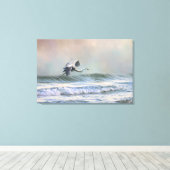 Blue Heron op het strand Canvas Afdruk (Insitu (Houten vloer))