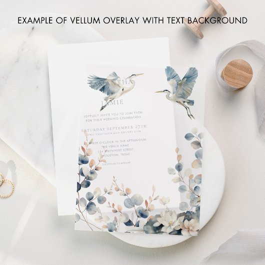 Blue Heron Pastel verlaat bruiloft Vellum Vellum Uitnodigingen