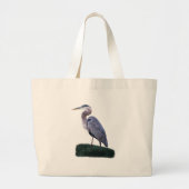 Blue Heron Permanent in Grass Bag Grote Tote Bag (Voorkant)