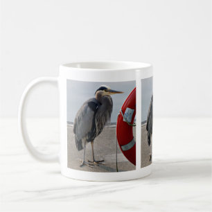 Blue Heron Permanent met Life Ring op strand Mok