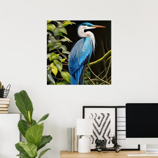 Blue Heron Poster (Thuiskantoor)
