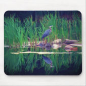 Blue Heron reflecteert Animal Art Muismat (Voorkant)