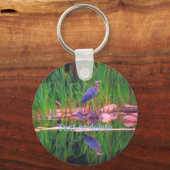 Blue Heron Reflection Natuur Painting Personalized Sleutelhanger (Achterkant)