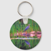 Blue Heron Reflection Natuur Painting Personalized Sleutelhanger (Achterkant)