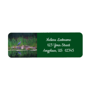 Blue Heron Reflections Animal Painting Address Etiket