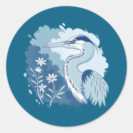  Blue Heron Ronde Sticker